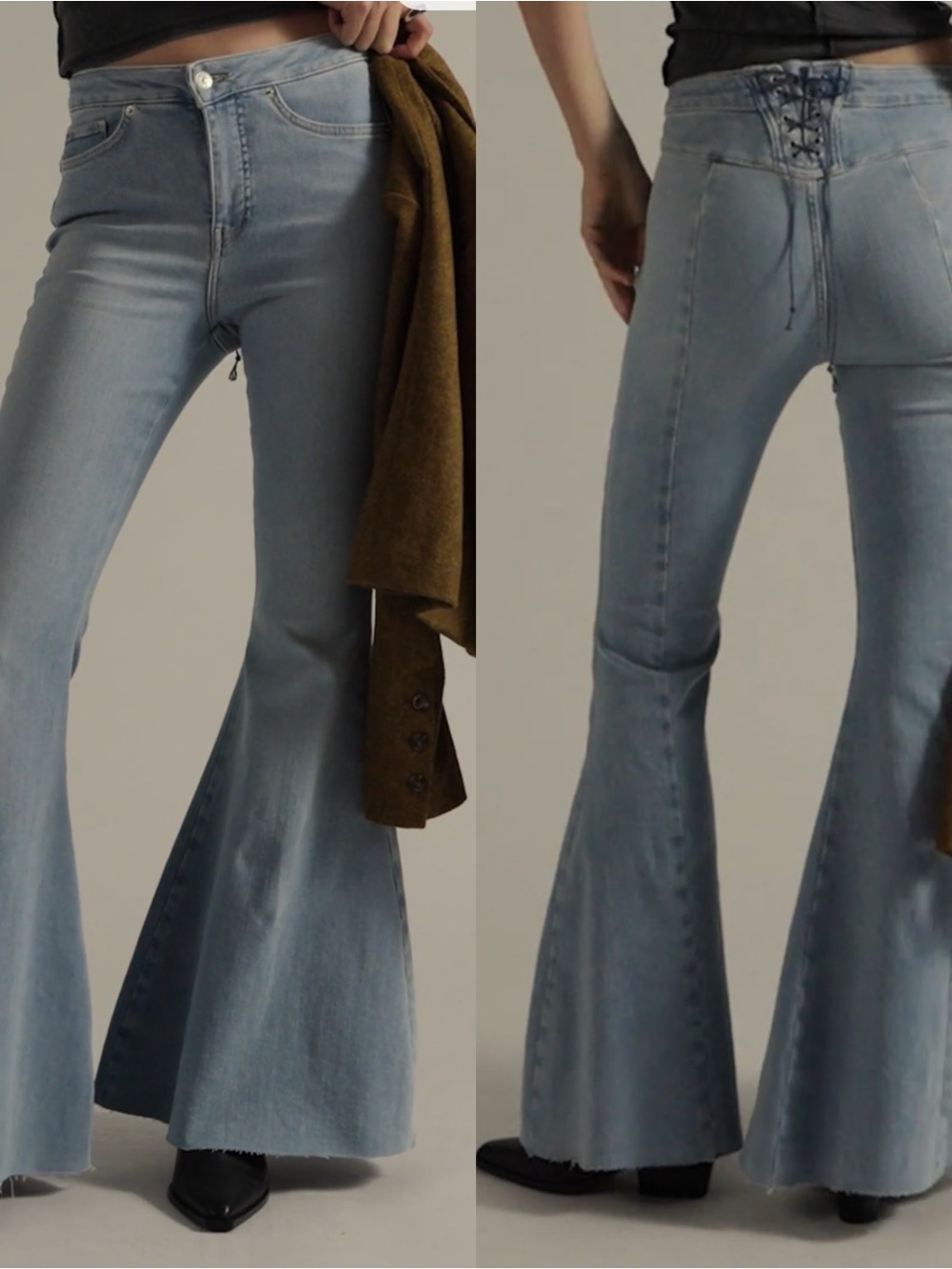 Free People CRVY high rise lace-up flares